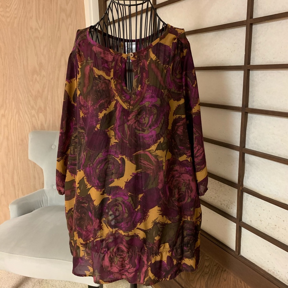 Women’s Maroon Pattern JMS Blouse Tunic
